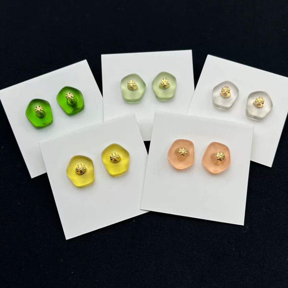 Tory Burch 3D Double Transparent Resin Stud Earrings